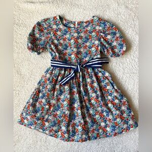 Mini Boden Linen Blend Floral Print Dress